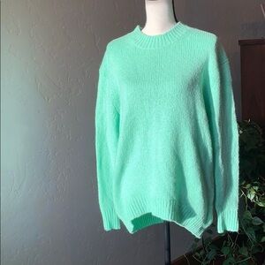 Leith Green Pullover Oversized Crew Neck Sweater
